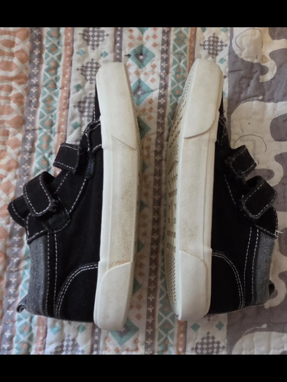 Kid's Old Navy Black Double Velcro Strap High-Top Sneakers Size 10